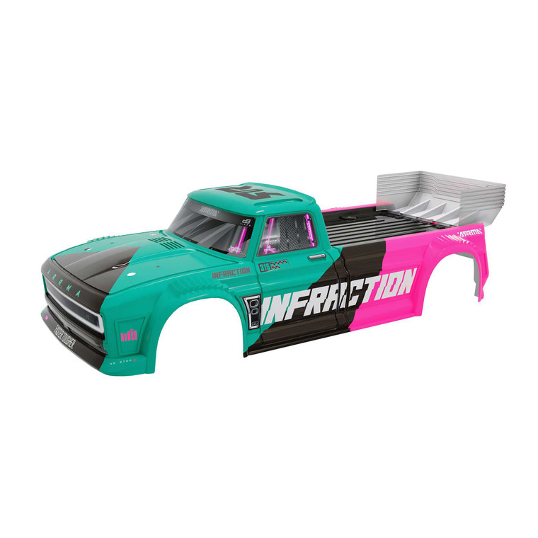 Arrma - INFRACTION 4X4 All Road 3S BLX Painted Decaled Trimmed Body (Teal/Pink) - 2649