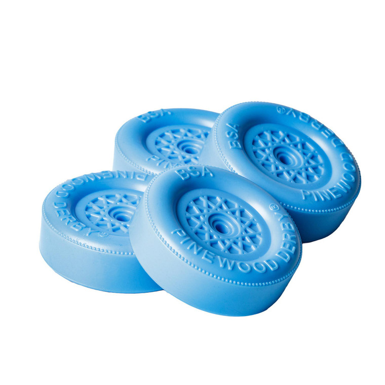 Bsa - Boy Scouts - Official Wheels & Axles, Blue, Glow Glo Under Black Light, Includes 1 Set of 4 Wheels, and 1 Set of 4 Nail Axles - 647826