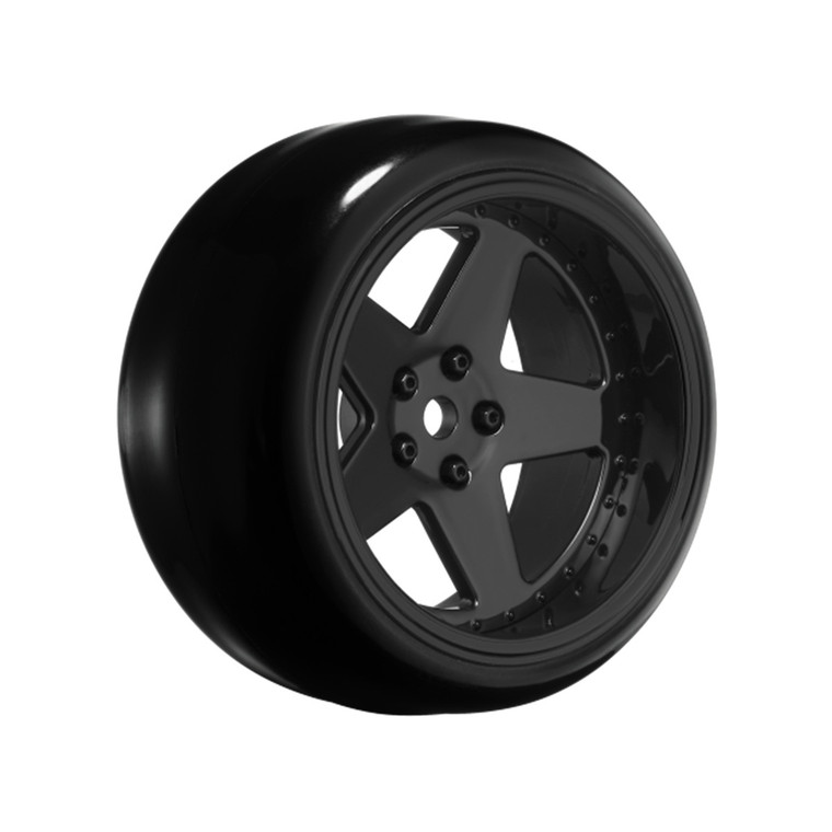 Louise R/C - 5 Spoke Gloss White 1/10 Wheel Mounted Drift Tire, 2, 4, 6, 8 - LNHA565T