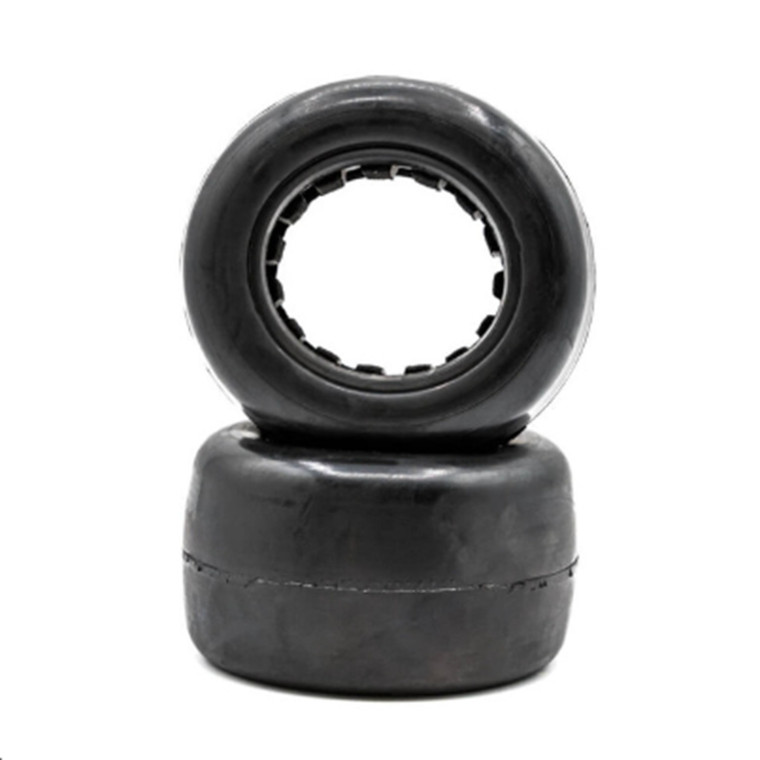 Raw Speed - Slick - Stadium Truck Tires w/ Inserts, Green, Yellow - 100401RAB