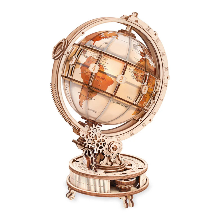 Robotime - Luminous Globe 3D Wooden Puzzle, Electric Version - ST003D