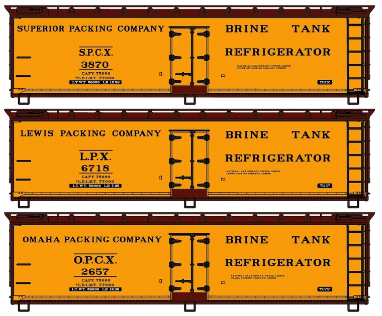 Accurail - HO 40'Wood Reefer 3pc Set Meat Packers - 8194