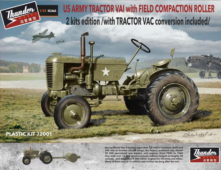 Thunder Models - US Case Tractor(2kits)w/Roller 1:72 - 72001