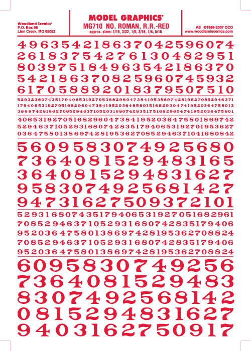 Woodland Scenics - Numbers Roman R.R. Decal Red - 710