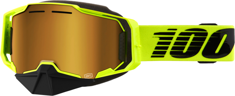 100-percent - Armega Snowmobile Goggle Neon Ylw W/ Gld Mirror Lens - 50008-10009