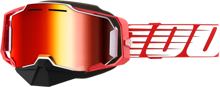 100-percent - Armega Snowmobile Goggle Red W/ Red Mirror Lens - 50008-10010