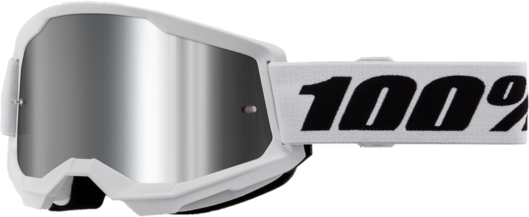 100-percent - Strata 2 Goggle White Mirror Silver Lens - 50028-00019