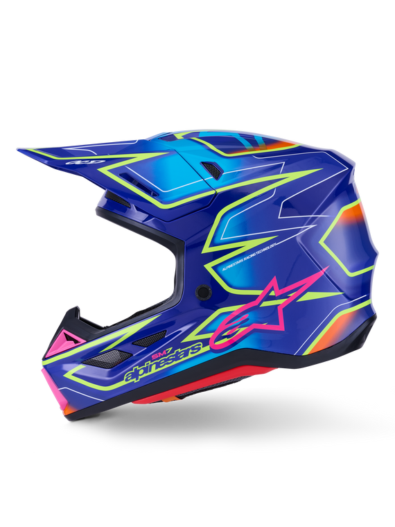Alpinestars - Sm7 Cast Helmet Blue/pnk/ylw Fluo Glossy Sm - 8302626-7254-S