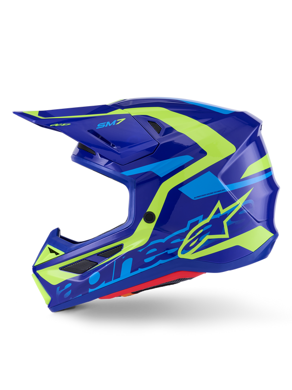 Alpinestars - Sm7 Deed Helmet Blue/ylw Fluo Glossy Lg - 8302426-7253-L