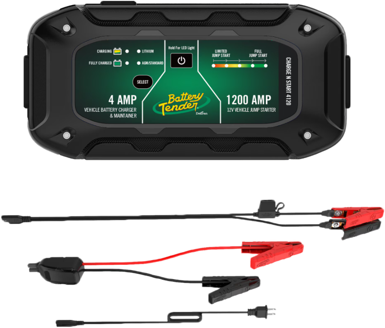 Battery Tender - Chargenstart 4amp Btry Charger & 1200 Amp Jump Starter - 030-7020-WH