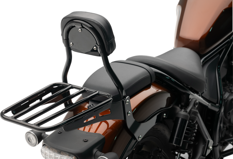 Cobra - Mini Round Sissy Bar W/pad Black Hon Rebel 1100 - 02-8609B