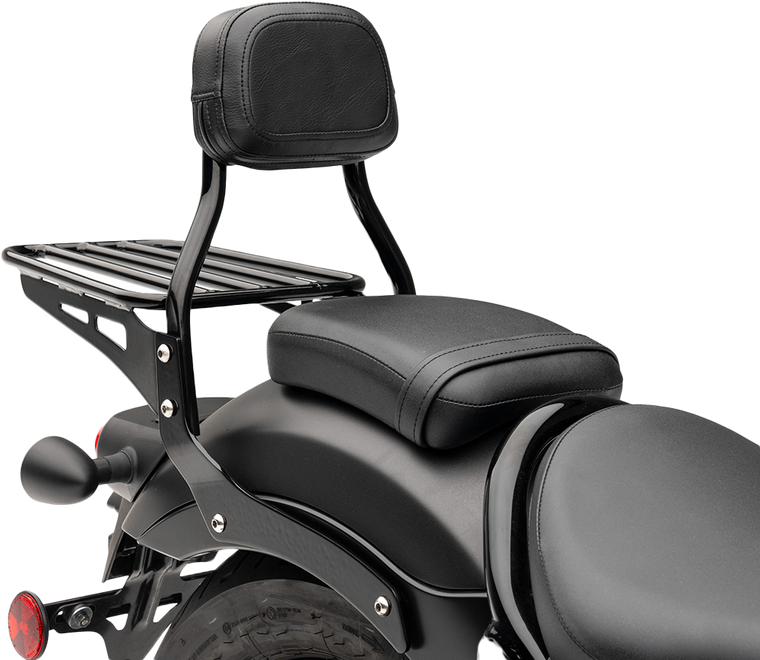 Cobra - Mini Round Sissy Bar W/pad Black Hon Rebel 300/500 - 02-8608B