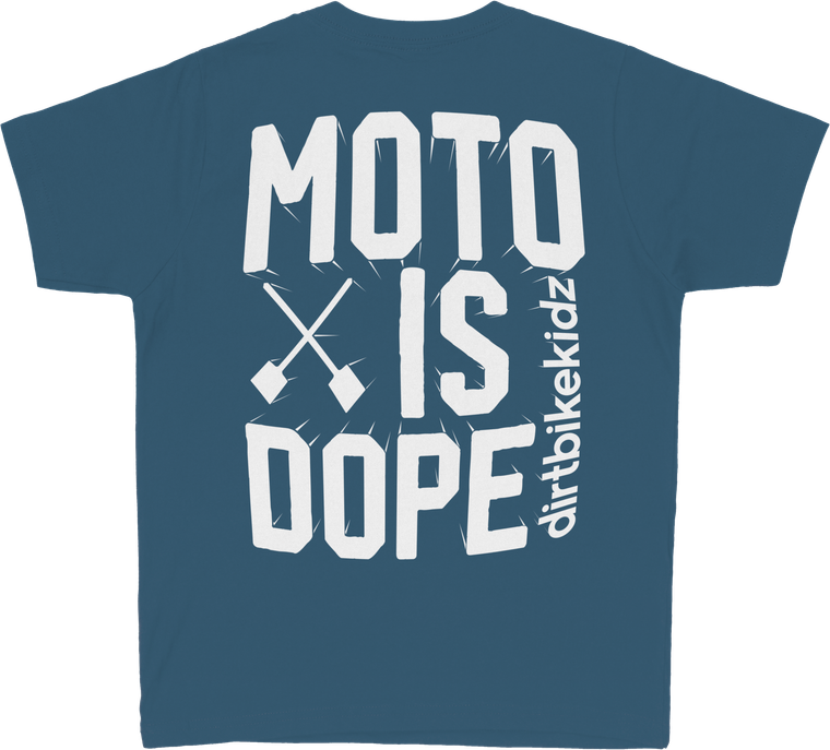 Dbk - Moto Is Dope Youth Tee Lagoon Blue Ym - YT-MOTODOPE-M