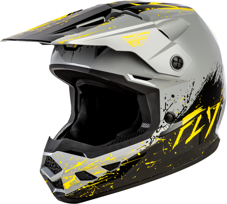 Fly Racing - Youth Kinetic Drip Helmet Grey/black/yellow Yl - 73-8679YL