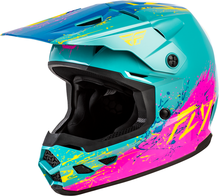 Fly Racing - Youth Kinetic Drip Helmet Turquoise/pink/yellow Ym - 73-8680YM