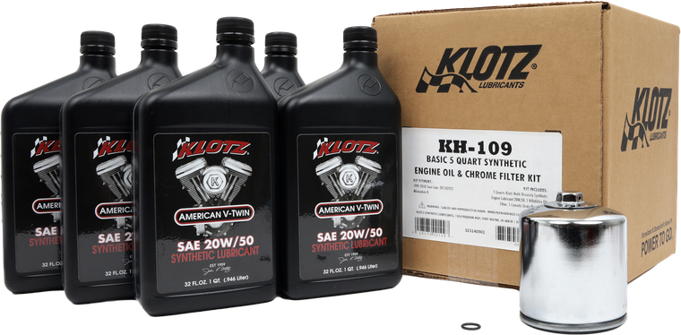 Klotz - Basic Harley Davidson 5qt Synthetic Oil Change Kit - KH-109