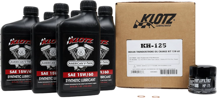 Klotz - Indian Thunderstroke 6qt Synthetic Oil Change Kit - KH-125
