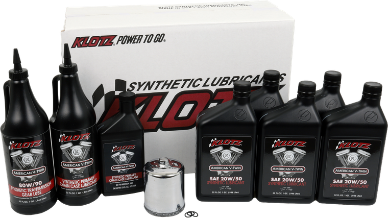 Klotz - Premium Harley Davidson 5qt Synthetic Oil Change Kit - KH-108