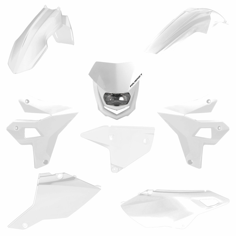 Polisport - Full Plastic  Kit W/ Headlight Suzuki Dr400 White - 91605