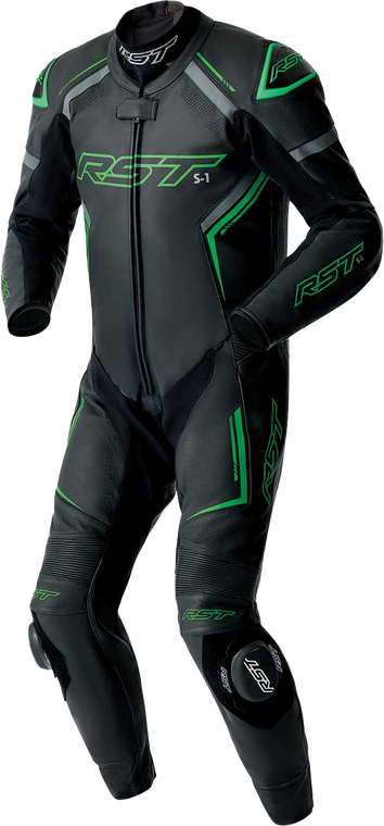 Rst - S1 D3o Suit Blk/gry/flo Grn Leather Sm - 103604F.GRN-40