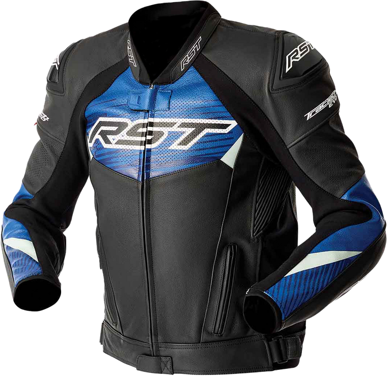 Rst - Tractech Evo D3o Jacket Blk/blue Leather 3x - 103635BLU-50
