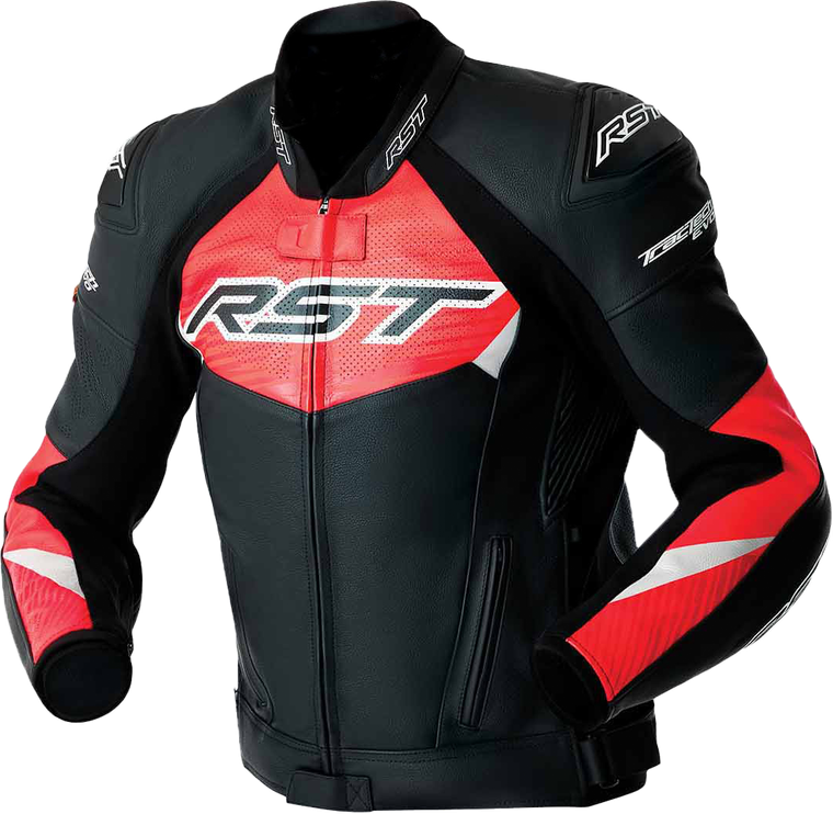 Rst - Tractech Evo D3o Jacket Blk/flo Red Leather Xl - 103635F.RED-46