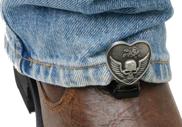 Ryder Clips - Clips For Stirrup/strap Boots Heart/skull - HSS-FC