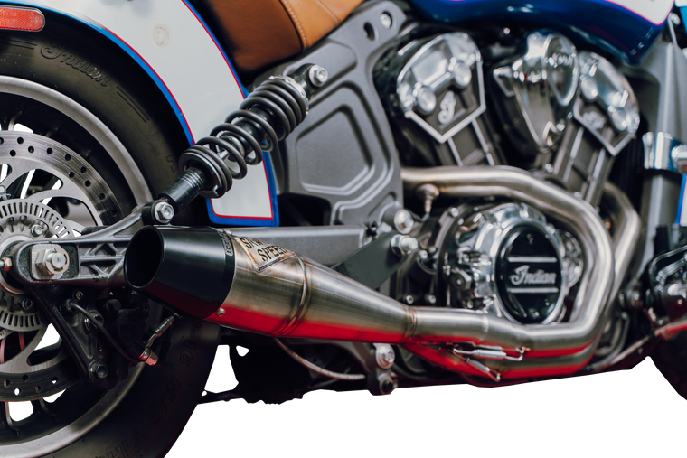 Sawicki - Indian Scout Mid Length Brushed Ss W/ Blk End Cap - 930-01365