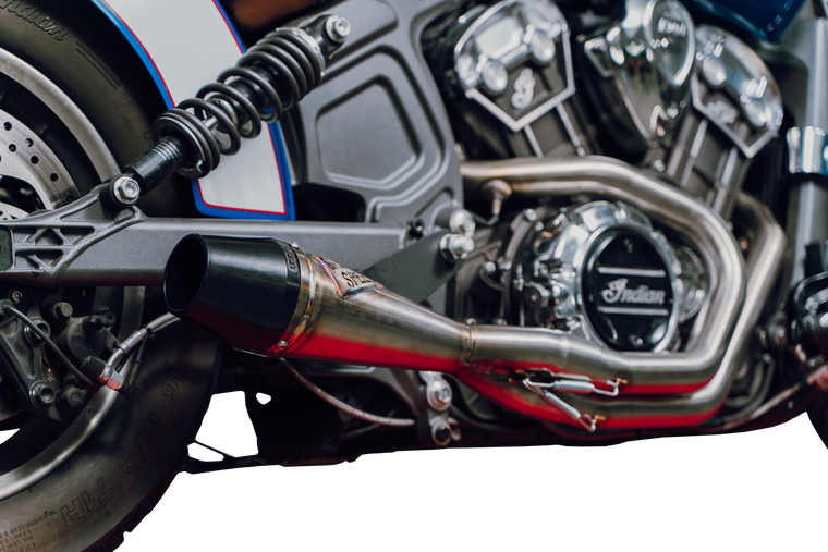 Sawicki - Indian Scout Shorty Brushed Ss W/ Blk End Cap - 930-01361