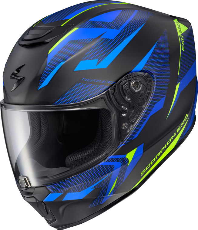 Scorpion Exo - Exo-r330 Full Face Helmet Saga Black/blue/hi-vis Lg - 33-2125