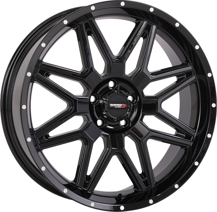 System 3 - St7 Wheel 20x7 4+3 (+10mm) 5/4.5 Gloss Black - 20S3-7155