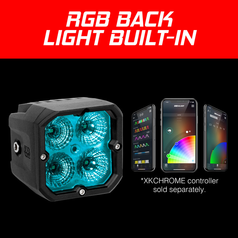 Xk Glow - 20w Rgb Pod Lights Flood Beam Pr - XK065001-FL-KIT
