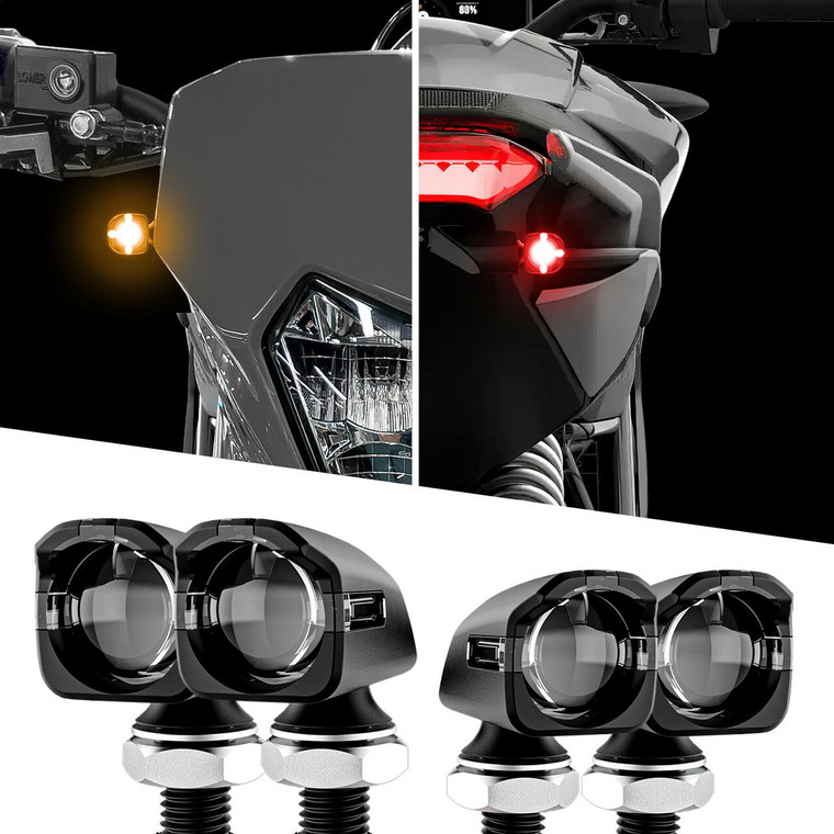 Xk Glow - Mini Led Turn Signal Blk Kit Front & Rear Amber/red - XK034022-B-KIT