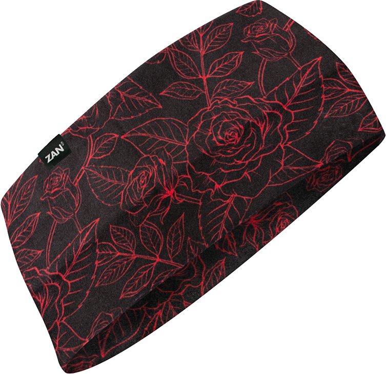 Zan - Sportflex Headband Black & Red Roses - HBL206