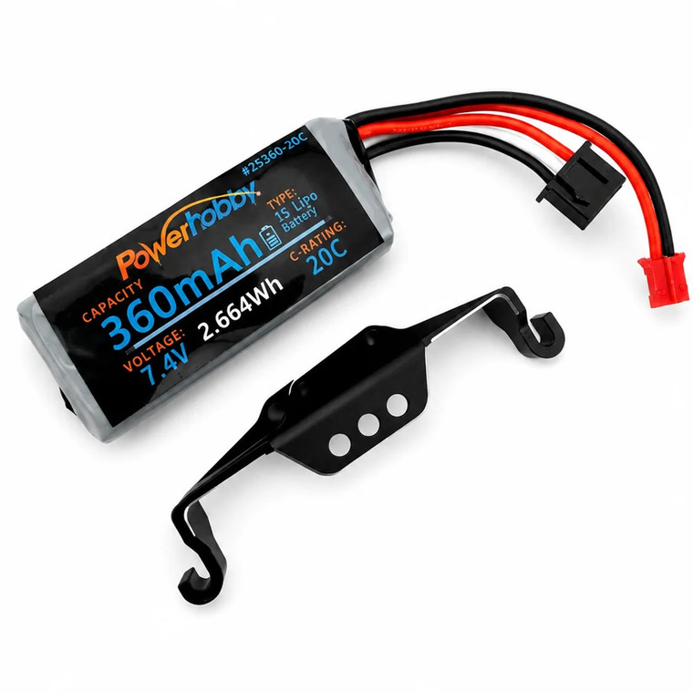 Power Hobby - Axial SCX30 7.4V 2S 360mAh LiPo Battery & Aluminum Mount - 7800
