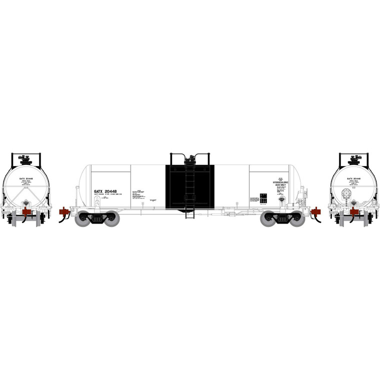 Athearn - HO GEN GATC 20K Gallon Tank Car, GATX 'White w/Black Band' #20448 - G-3350