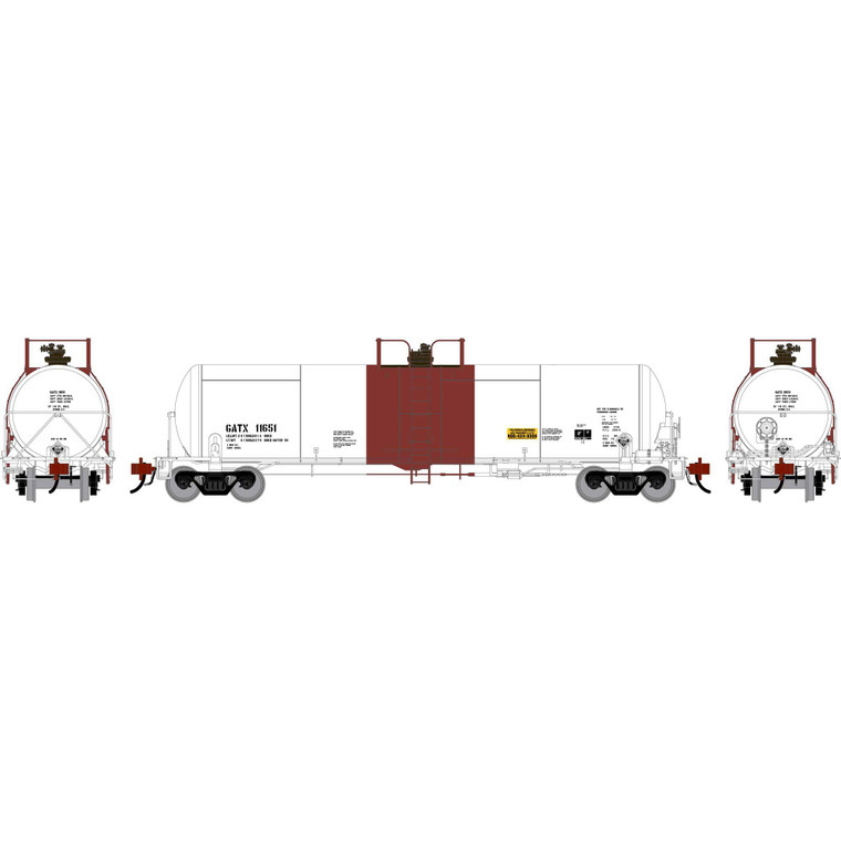 Athearn - HO GEN GATC 20K Gallon Tank Car, GATX 'White w/Red Band' #11651 - G-3335