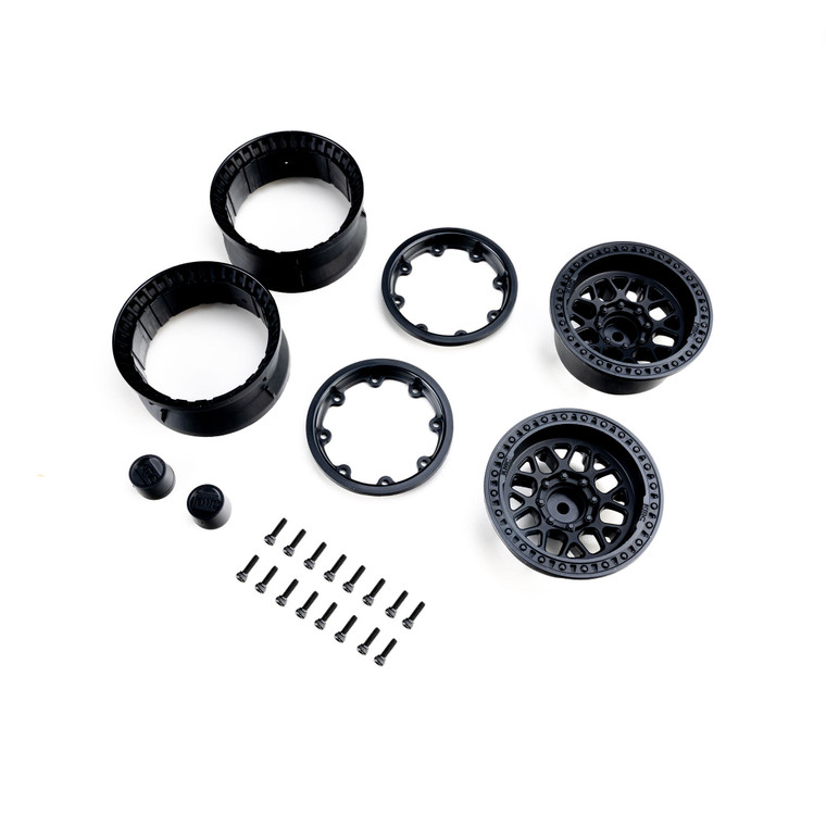 Axial - 1.9" KMC Grenede Beadlock Wheels (2), Black - -4318