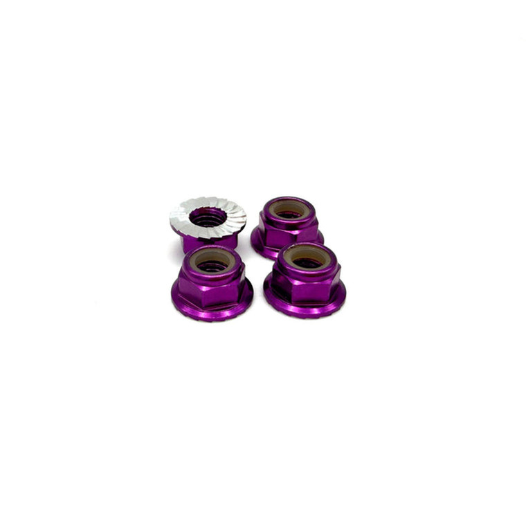 Reefs RC - REEFS 5mm Aluminum Flanged & Serrated Lock Nut (Purple)(4pc) - REEFS338