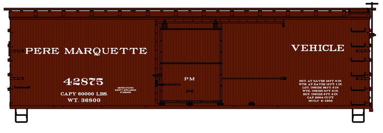Accurail - HO 36'DS Wood Boxcar Pere Marquette - 1814