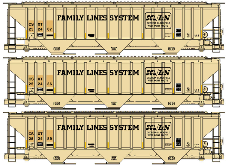 Accurail - HO Pullman CV Hopper SCL/L&N/CSXT 3pk - 8197