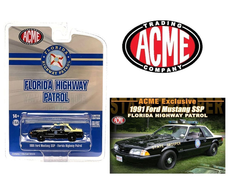 Acme 1:64 1991 Ford Mustang Ssp Florida Highway Patrol Limited Edition - Acme Exclusive - Diecast