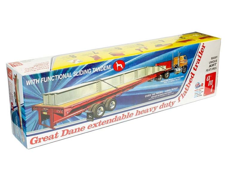 Amt Model Kit 1:25 Great Dane Extendable Heavy Duty Flatbed Trailer - Diecast
