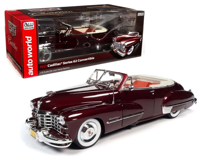 Auto World 1:18 1947 Cadillac Series 62 Convertible (madeira Maroon) - Diecast