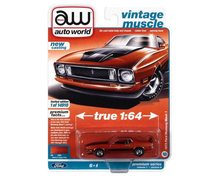 Auto World 1:64 1973 Ford Mustang Mach 1 (medium Copper Poly) - Vintage Muscle - Solid Pack - Diecast