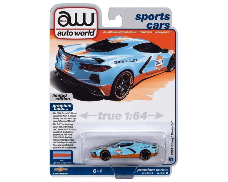 Auto World 1:64 2022 Chevrolet Corvette Gulf - Blue - Premium 2023 Release 3 Version B - Diecast