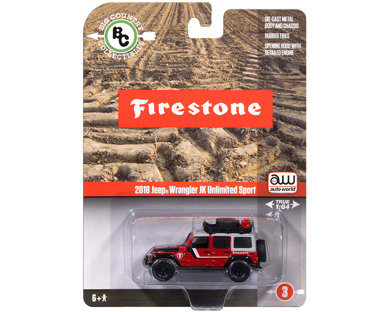 Auto World 1:64 Big Country Collection 2025 Release 1 2018 Jeep Wrangler Firestone Field Agent - Diecast