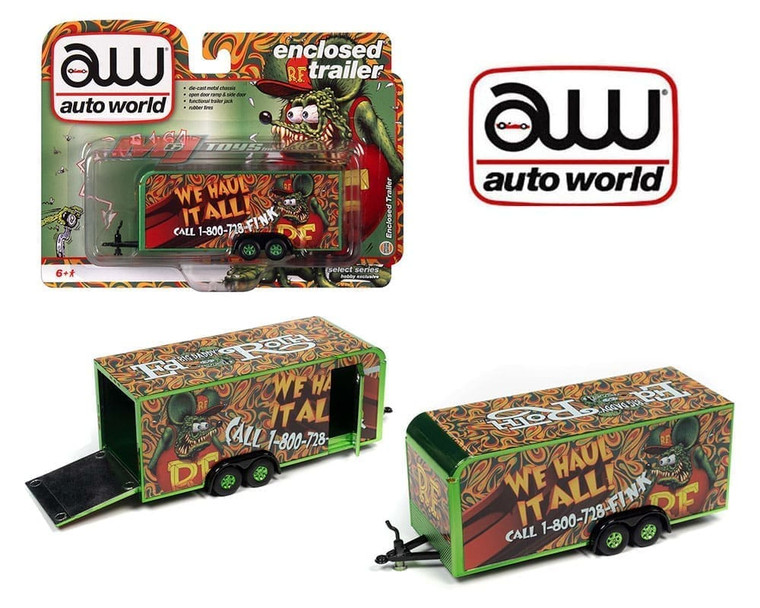 Auto World 1:64 Enclosed Trailer Rat Fink - Diecast