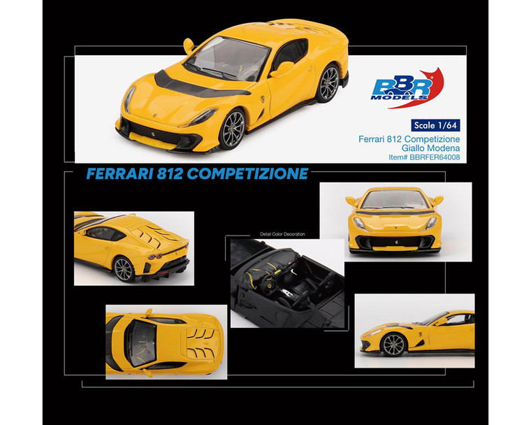 Bbr Models 1:64 Ferrari 812 Competizone Giallo Modena- Yellow - Diecast