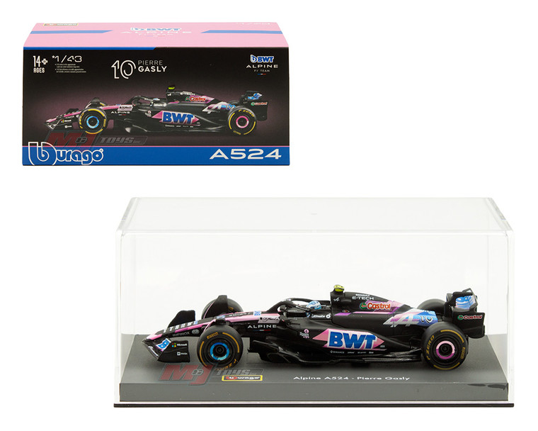 Bburago 1:43 Bwt Alpine F1 Team A524 #10 Pierre Gasly In Acrylic Case With Seated Driver - Formula Racing - Diecast